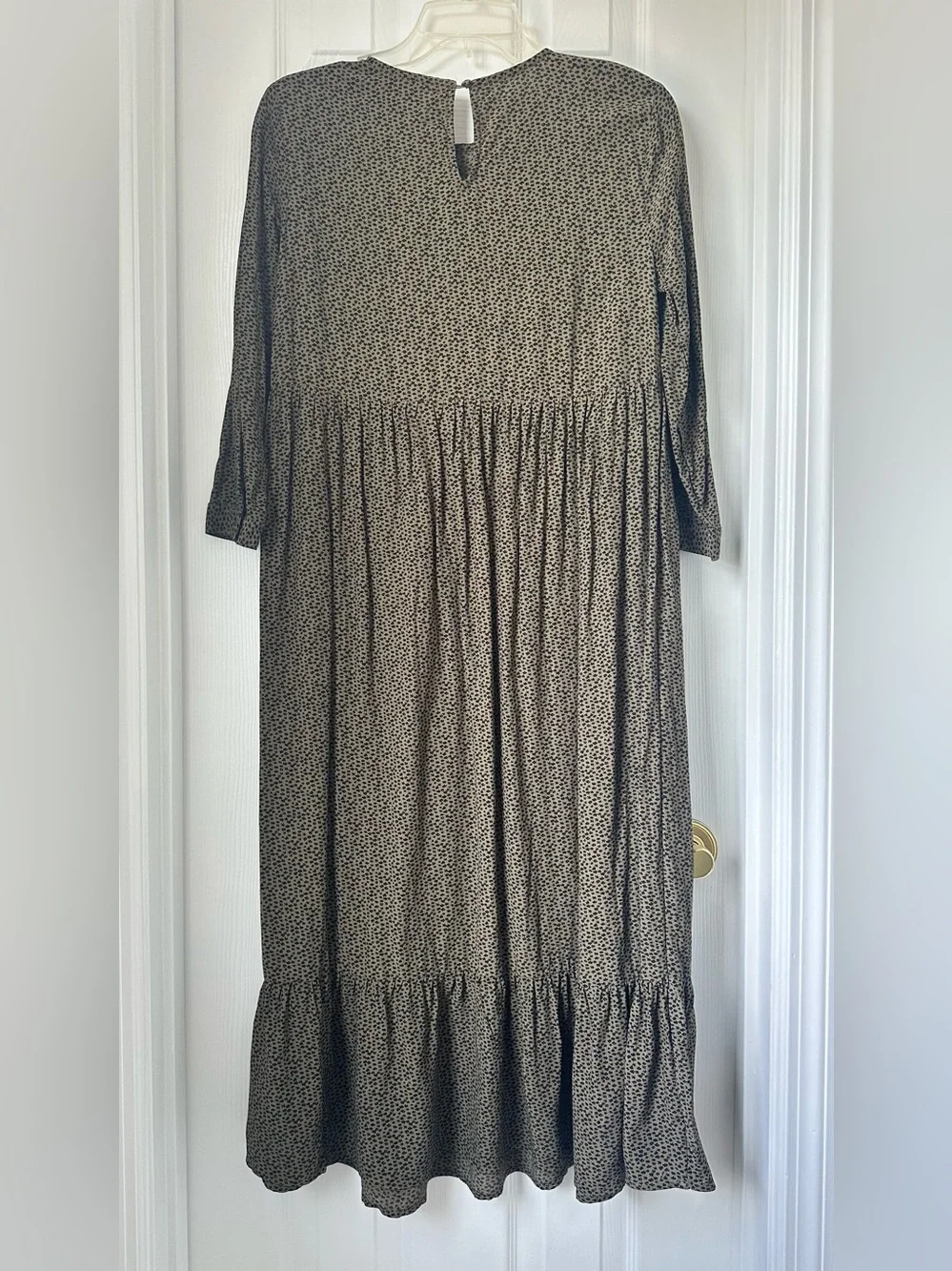 LOFT Olive Green Midi Dress with Ruffle Hem